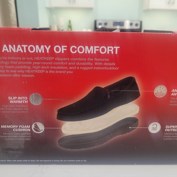 Heat Keep Black Memory Foam Men's Slippers L - Picture 2 of 6